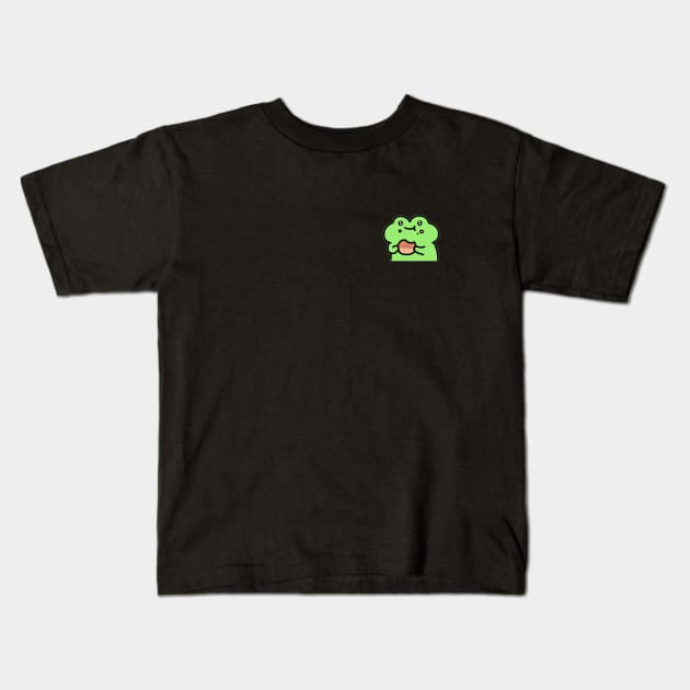 Cute Hungry Froggo Kids T-Shirt by Comrade Jammy